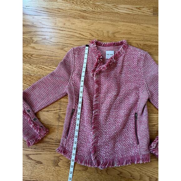 Nic + Zoe Fringe Mix Knit Dusty Rose Blazer Jacket - Small Petite - Picture 12 of 13